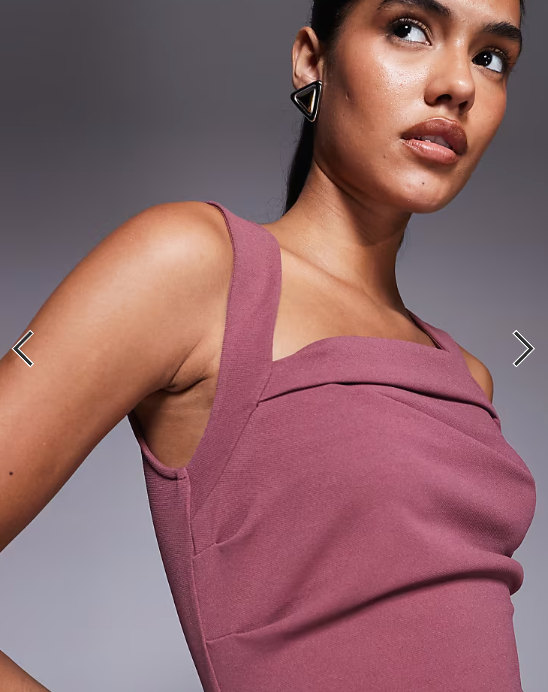 ASOS DESIGN square neck midi dress in dusty rose