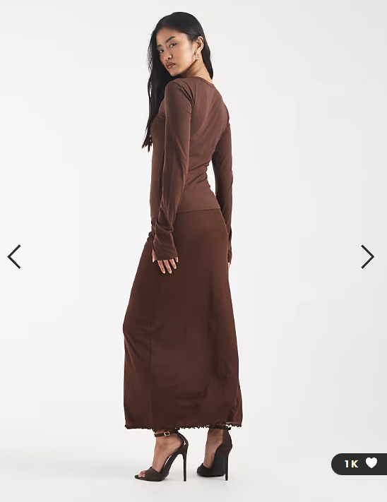 ASOS DESIGN mesh midi skirt in chocolate