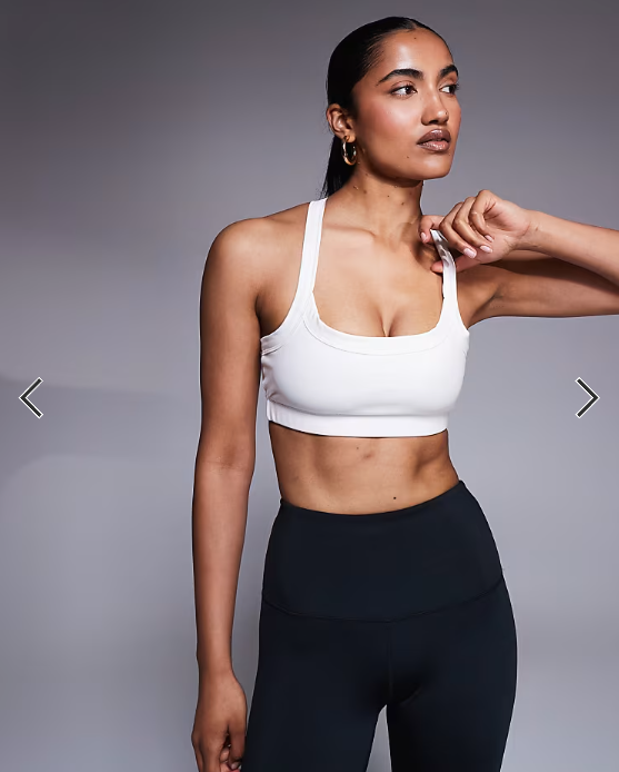 4505 Icon soft touch medium support soft touch square neck sports bra in white