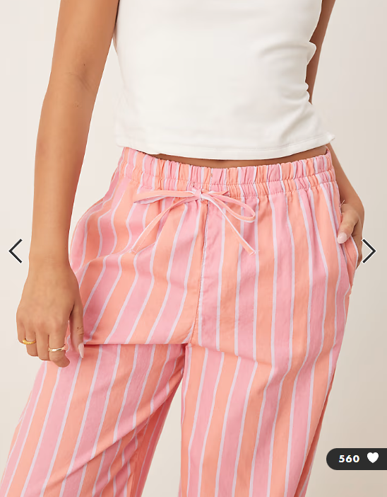 ASOS DESIGN deckchair stripe pull on trousers in pink