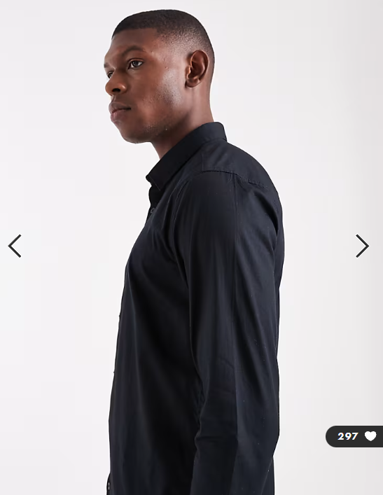 ONLY & SONS slim fit stretch poplin shirt in Black