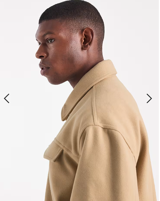 ASOS DESIGN boxy harrington jacket in wool look in camel