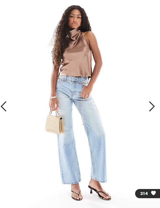 New Look satin halter top in mink