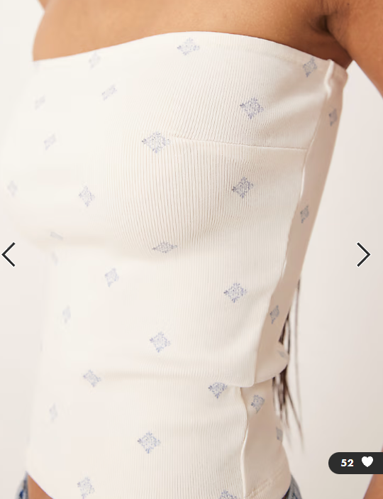 Gina Tricot bandeau tube top in cream greek paisley print