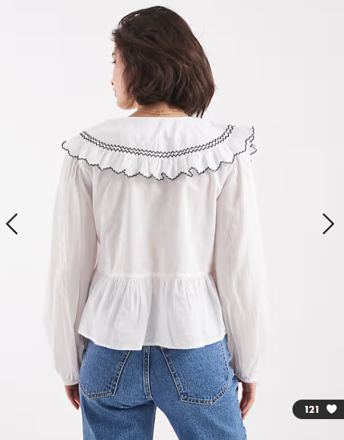 New Look contrast stitch collared shirt in white