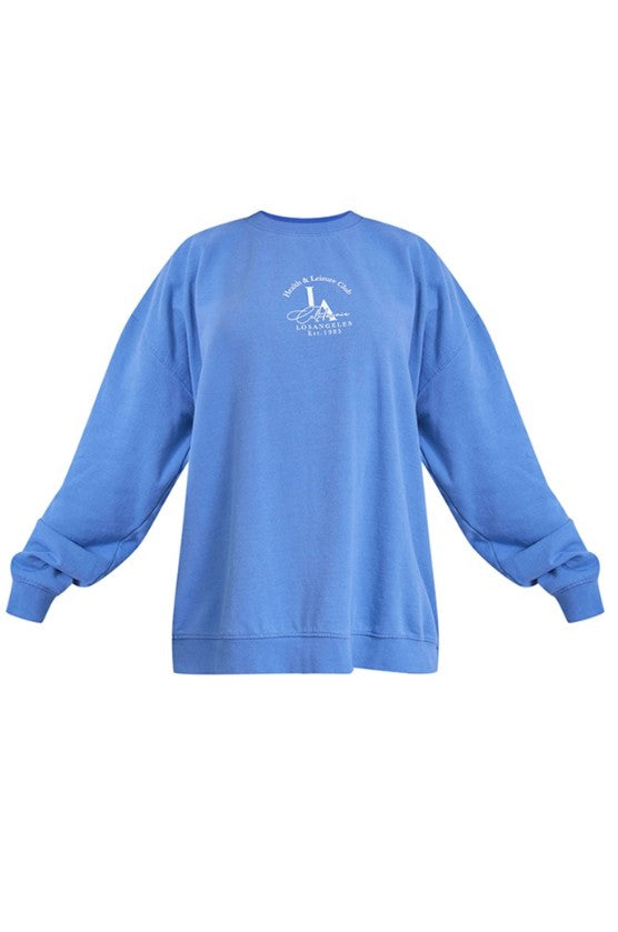 Navy Health And Leisure Printed Washed Sweatshirt