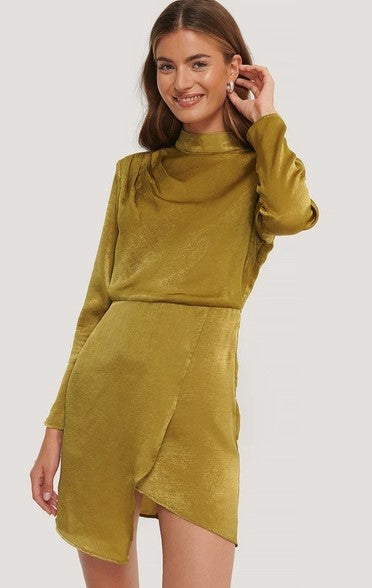 Asymmetric Dress Green In Light Khaki