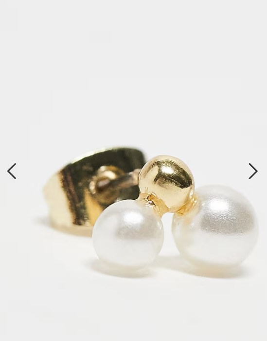 Pieces drop pearl and stud 2 pack earrings in gold