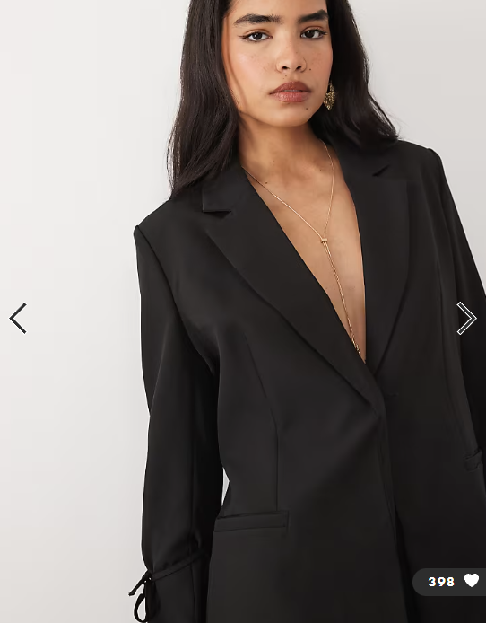 Kaiia exclusive tailored tie detail cinch waist detail blazer in black