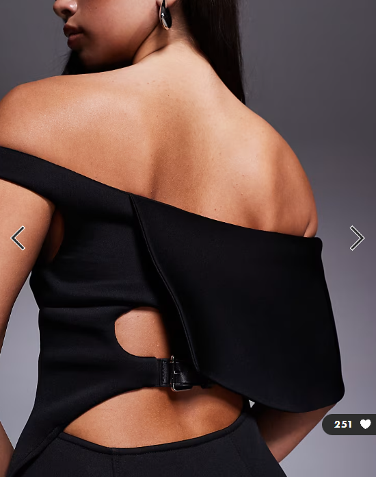 ASOS DESIGN off shoulder maxi dress with belt back detail in black scuba-style fabric