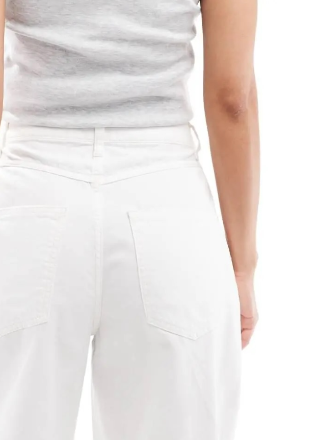 ASOS DESIGN pleated barrel leg trouser in ecr