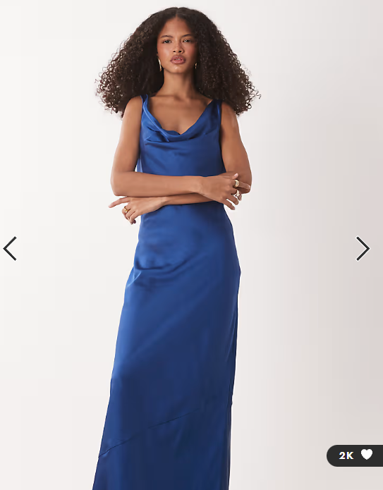 JDY cowl neck satin maxi dress in navy