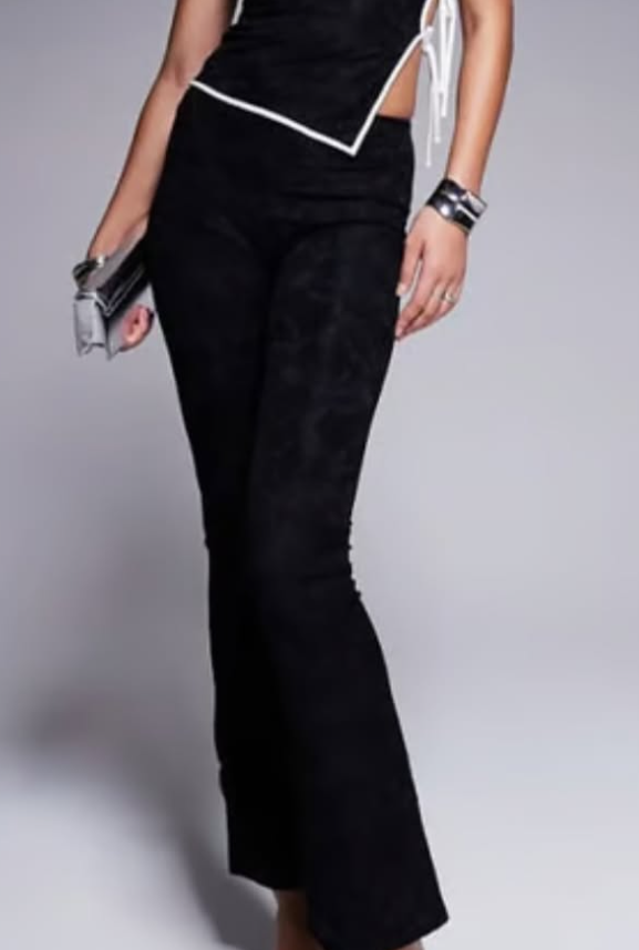 Kaiia exclusive lace flared trousers co-ord in black