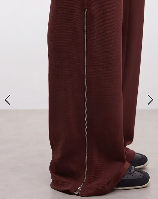 Weekday flared trousers with side zip detail in rust red