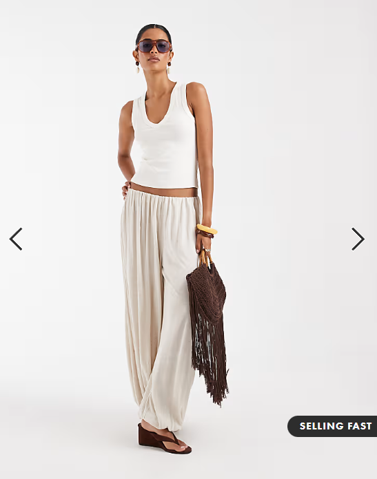 ASOS DESIGN ribbed v neck vest in ivory
