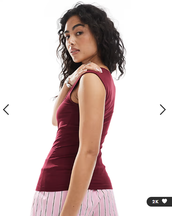 JJXX square neck top in burgundy