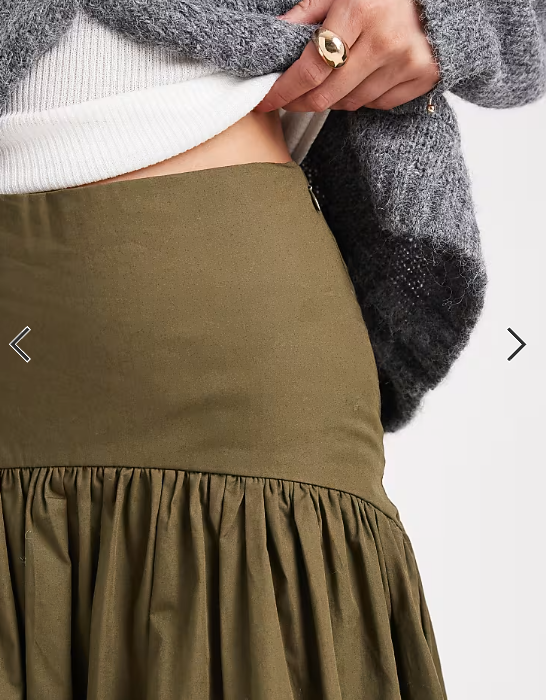 ASOS DESIGN drop waist maxi skirt in khaki