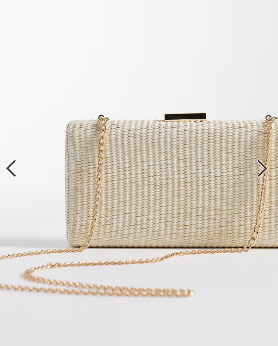 Glamorous hard straw clutch bag in neutral