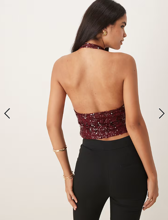 Motel Cosio sequin halter top in red