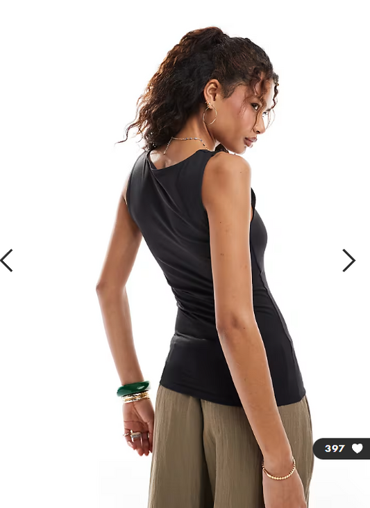 ONLY reversible seamless square neck vest top in black