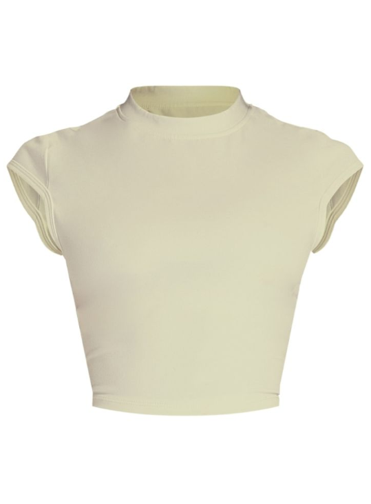 Petite White Contour Sculpt Short Sleeve Crop Top