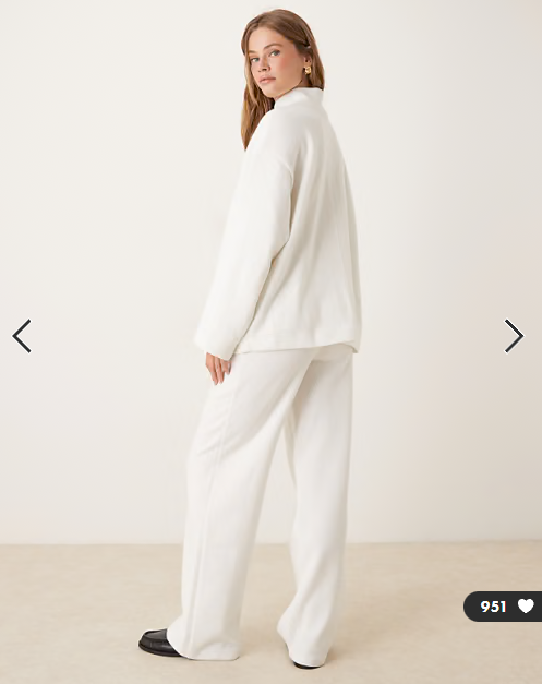 ASOS DESIGN Supersoft co-ord wide leg jogger in winter white