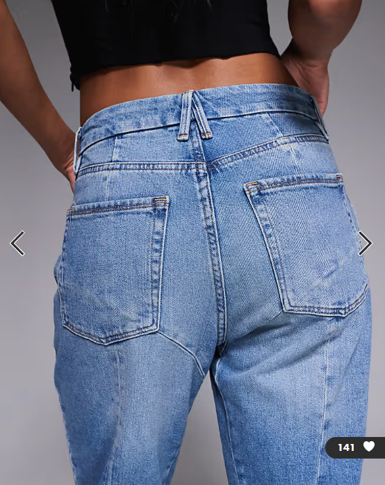 Good American good icon straight jeans in mid blue wash