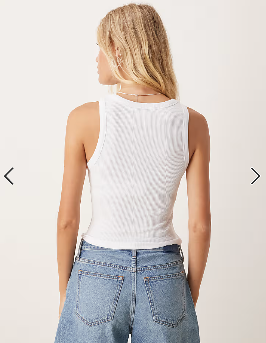 ASOS Design Rib Scoop Vest Top in white