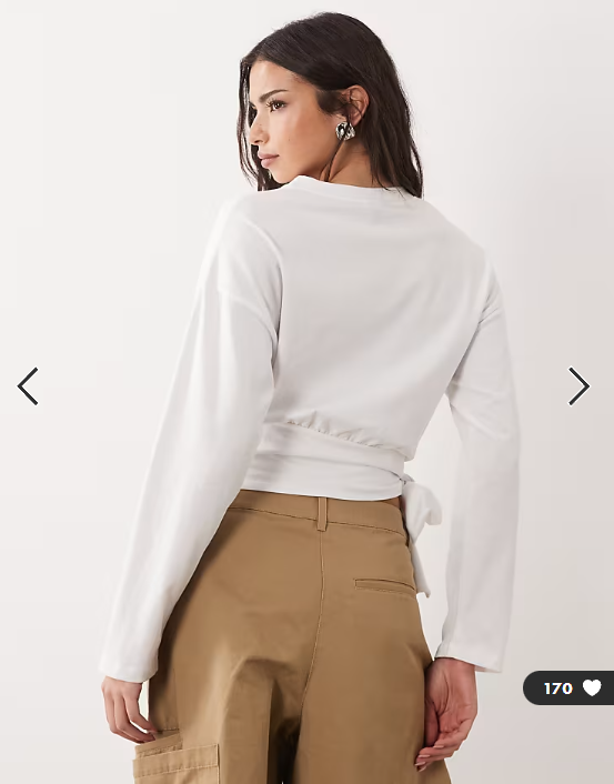 ASOS DESIGN long sleeve with drape top in white