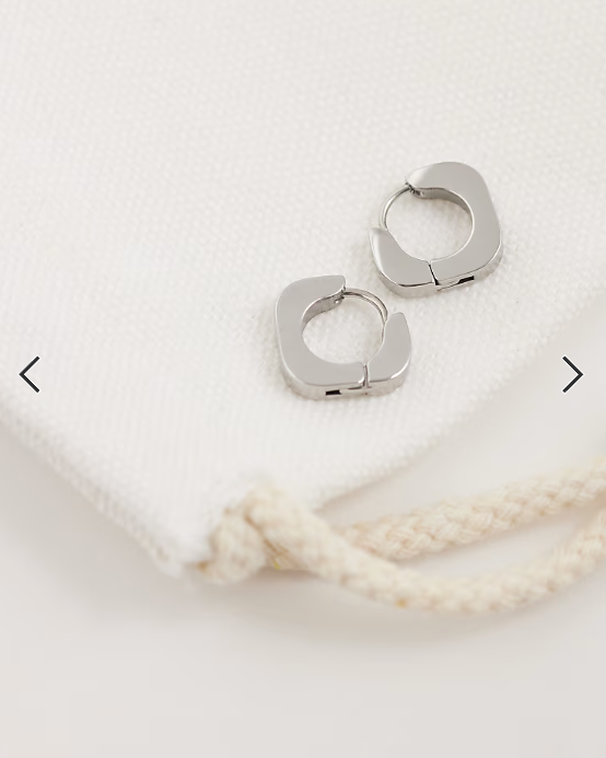 ASOS DESIGN waterproof stainless steel rounded edge square huggie hoop earrings in silver