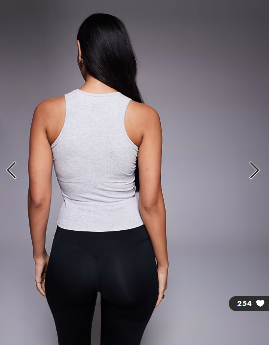 4505 plush lightweight ribbed racer vest with inner bra and removeable padding in grey marl