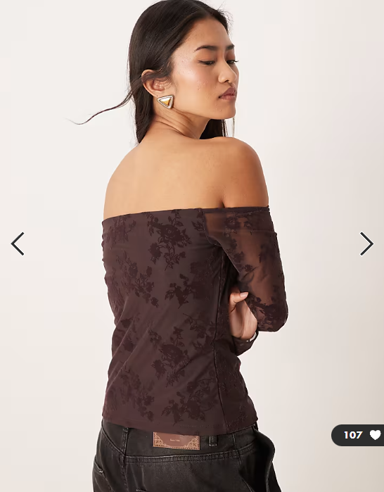 Abercrombie & Fitch off the shoulder bra free lace top in brown