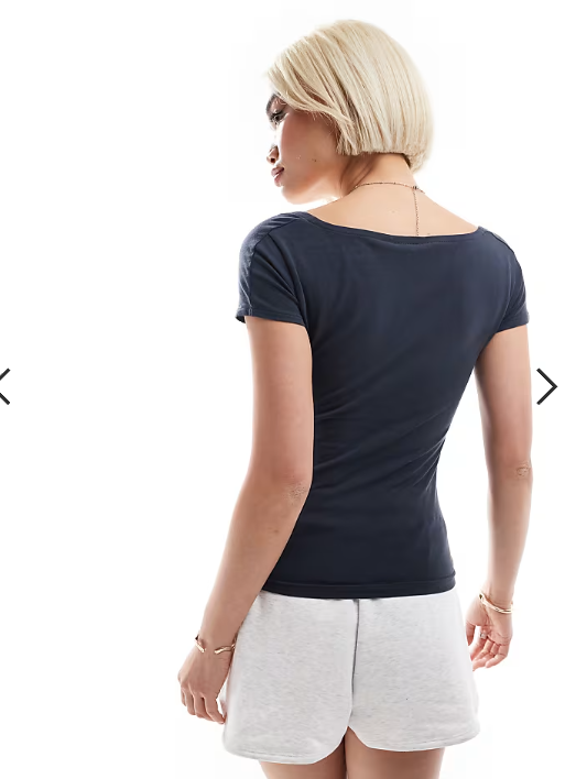 Daisy Street square neck jersey top in charcoal