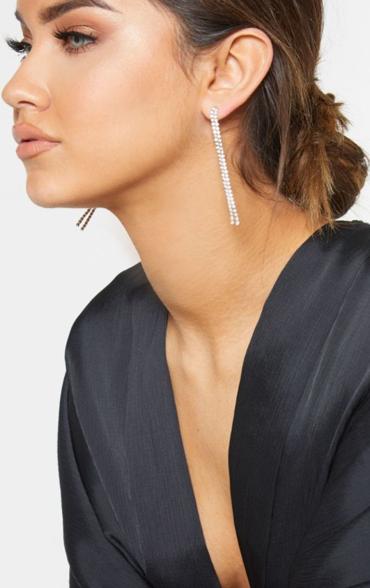 Silver Diamante Chain Drops