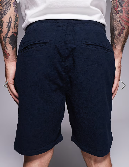 River Island seersucker shorts in navy