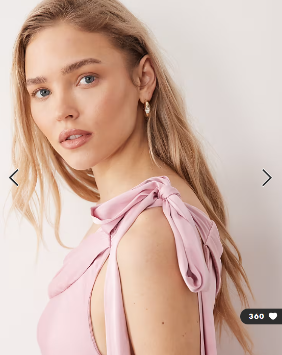 TFNC Bridesmaids fallen shoulder satin maxi dress in pink