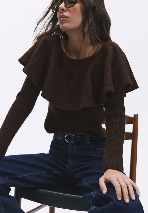 H&M FLOUNCED OFF-THE-SHOULDER SWEATER