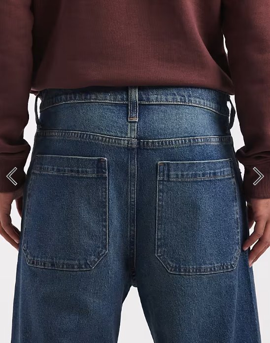 Hollister super baggy 5 pocket jeans in dark blue wash