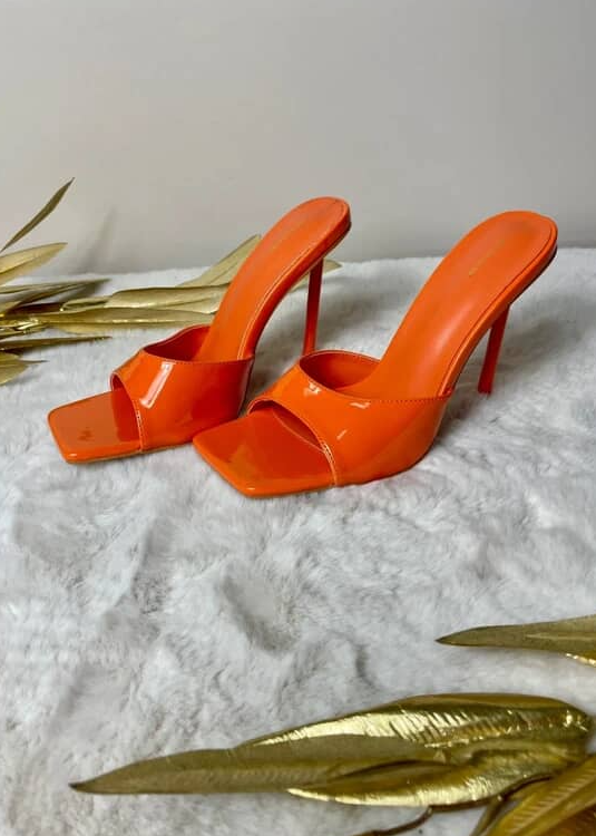 Orange Leather Mules
