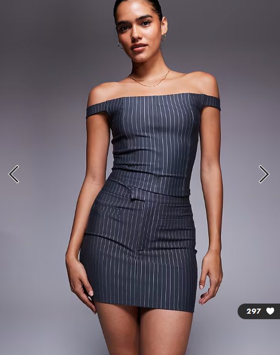 ASOS DESIGN co-ord bengaline micro mini skirt with pocket detail in grey pinstripe