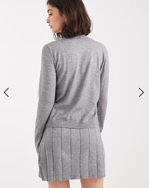 Object fine gauge cardigan co-ord in grey melange
