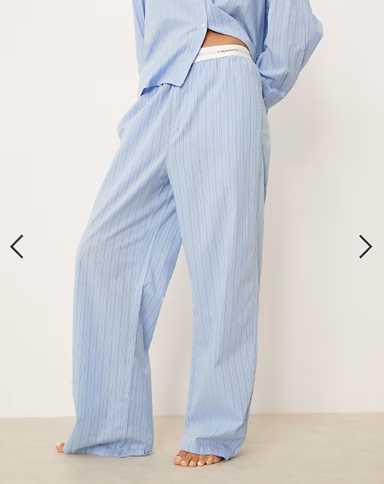 Calvin Klein cotton poplin pyjama bottoms in blue stripe