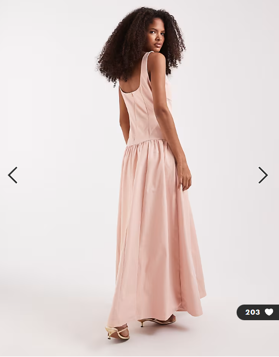 Pretty Lavish square neck dropped waist maxi dress in blush