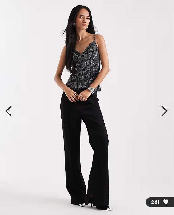 Vero Moda glitter cowl neck slinky cami top in black and silver