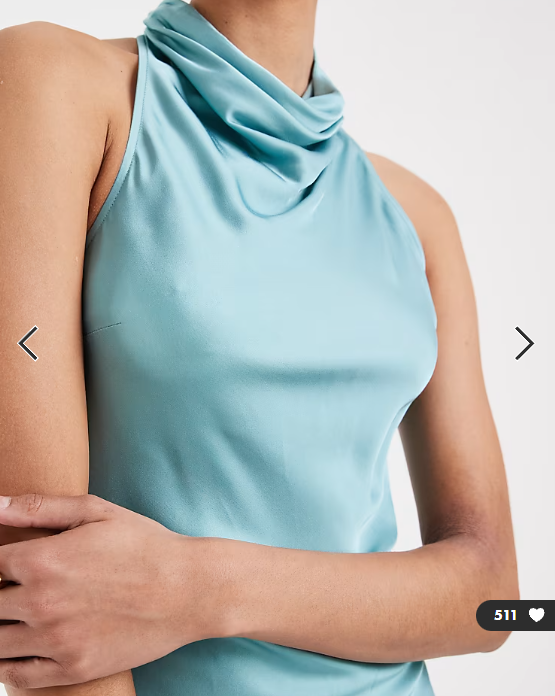 & Other Stories high neck sleeveless satin maxi dress in light turquoise blue