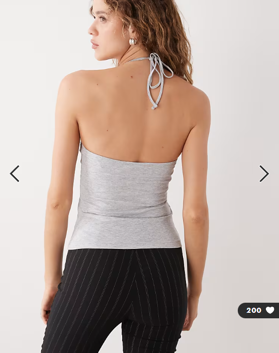 Weekday scoop halter neck tank top in gray melange