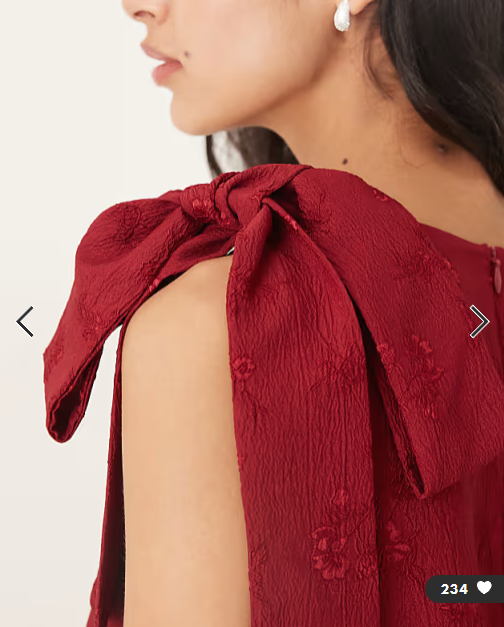 Sister Jane v neck bow shoulder mini dress with ruffle hem in berry red