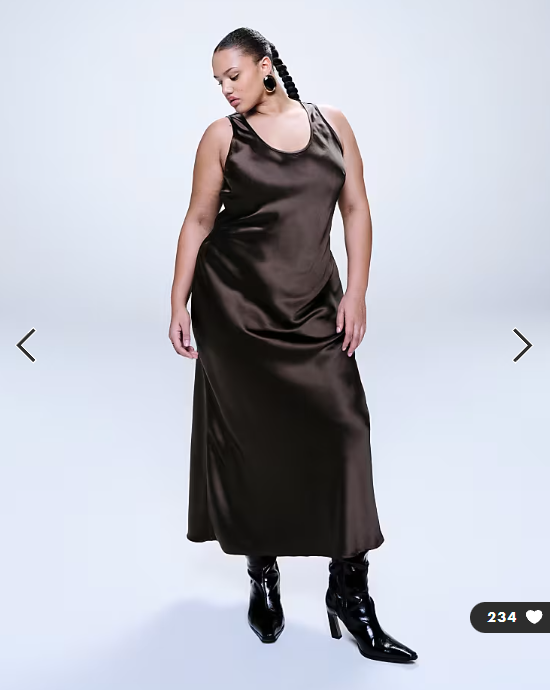ASOS DESIGN Curve scoop satin maxi dress in chocolate