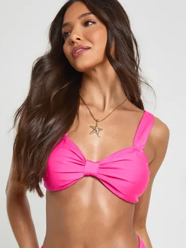 boohoo Plunge Knot Detail Bikini Top