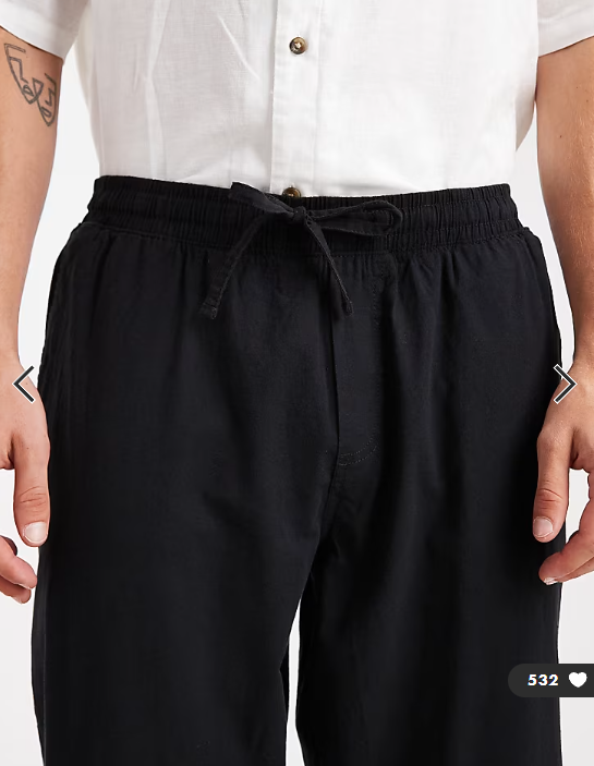 Jack & Jones loose fit linen mix trouser in black